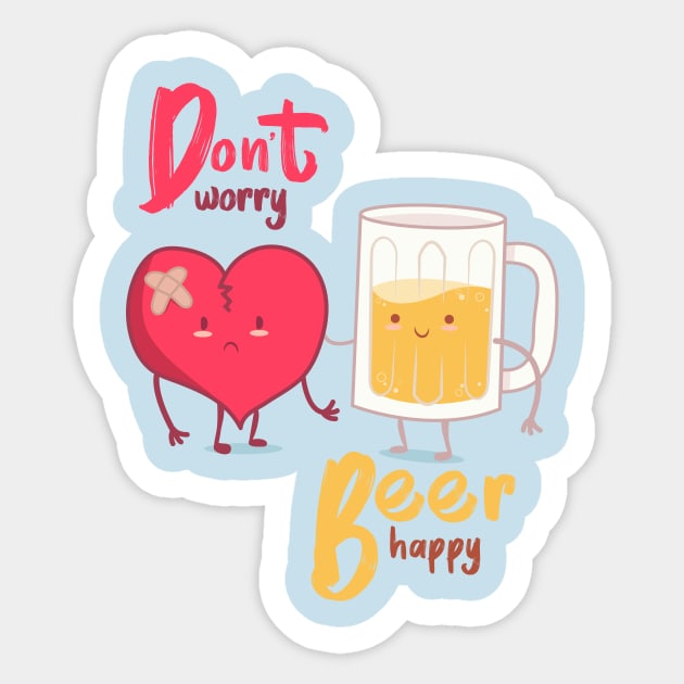 Don´t worry, beer Happy Sticker by OscarinDesign